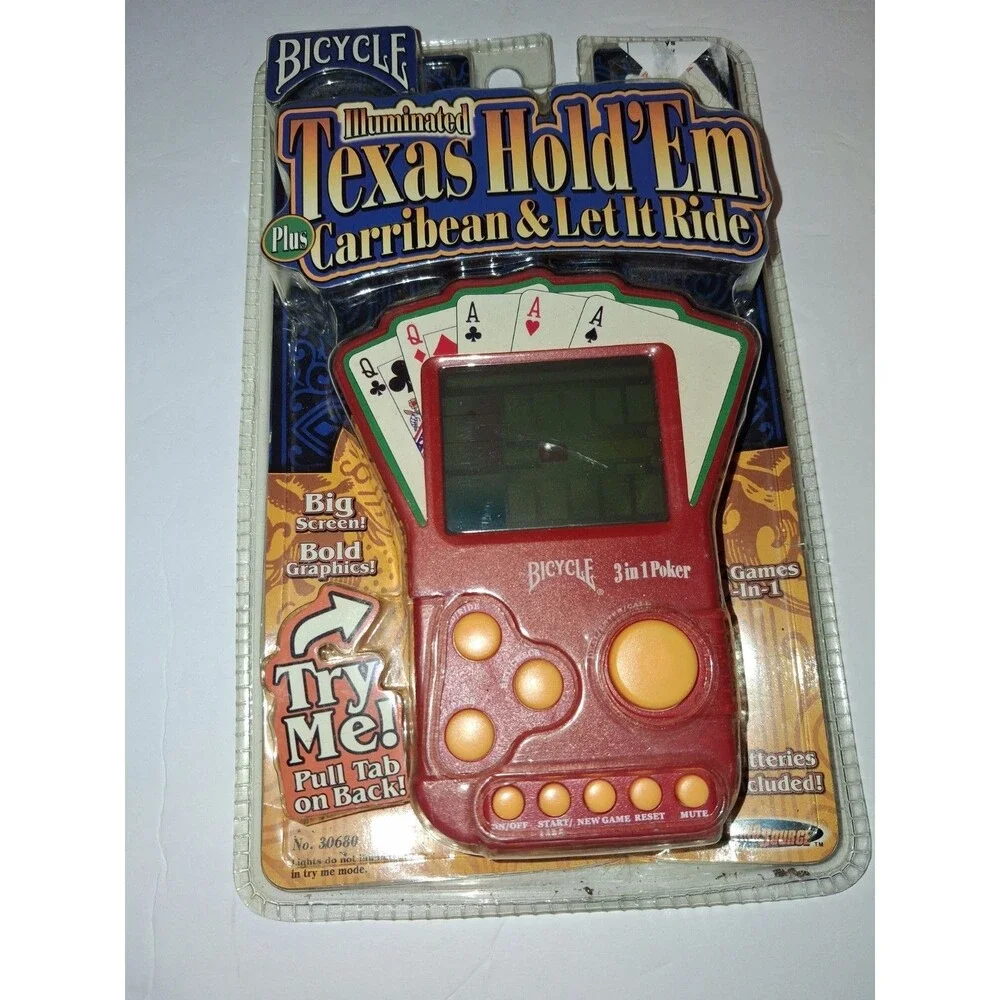 NEW Sealed Bicycle Texas Hold Em Electronic Handheld Poker Game 3 In 1 2004